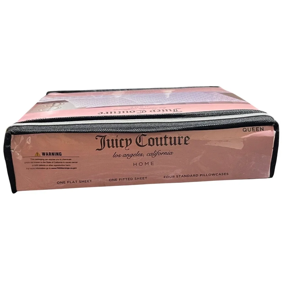 Juicy Couture Queen‎ Sheet Set Heart Print Flat Fitted Pillowcases NEW